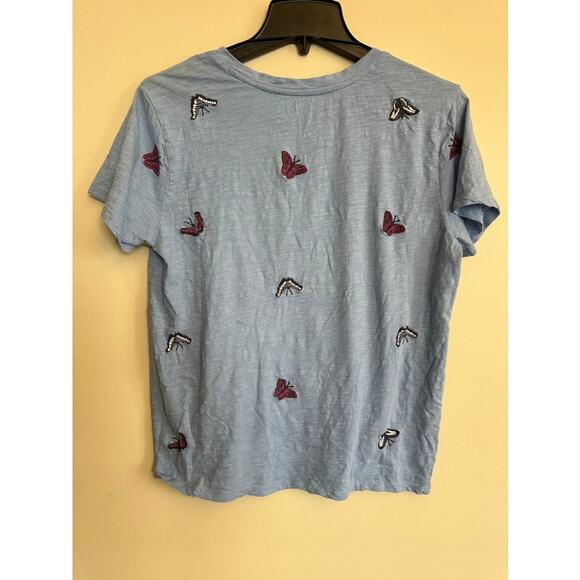 Lucky Brand Butterfly Embroidered Tee Size L - Picture 7 of 7